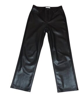LOFT Black Faux Leather Straight-Leg Pants
